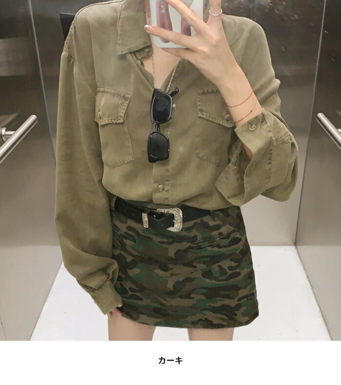 KICKSEWING(キックスウィング)スヌー ルーズフィットカラー カーキシャツ