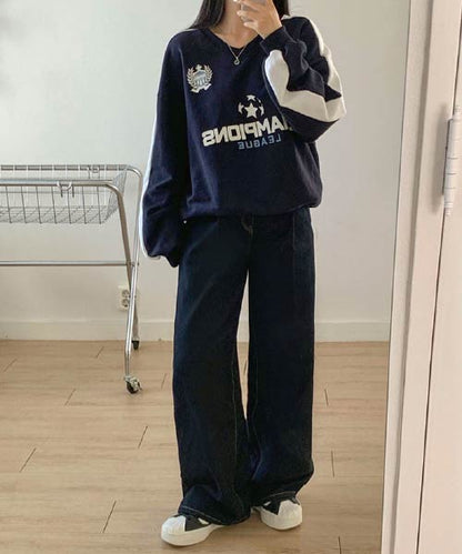 Beidelli(ベイデリ) リーグVネックオーバーフィットスウェット