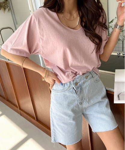NANING9(ナンニング)コットンベーシックTシャツ