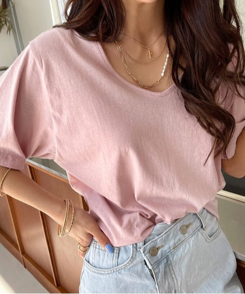NANING9(ナンニング)コットンベーシックTシャツ