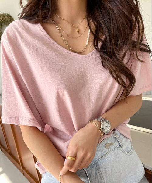 NANING9(ナンニング)コットンベーシックTシャツ
