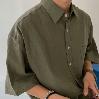ASCLO(エジュクロ)ASCLO Overfit Linen Half Shirt (4color)