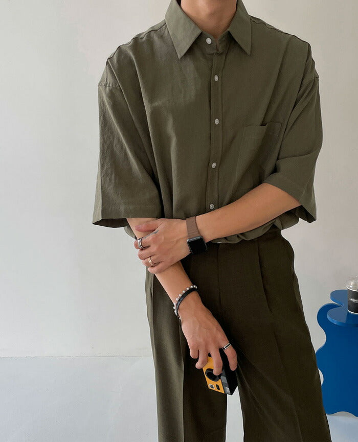 ASCLO(エジュクロ)ASCLO Overfit Linen Half Shirt (4color)