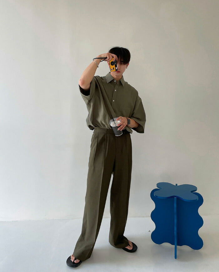 ASCLO(エジュクロ)ASCLO Overfit Linen Half Shirt (4color)