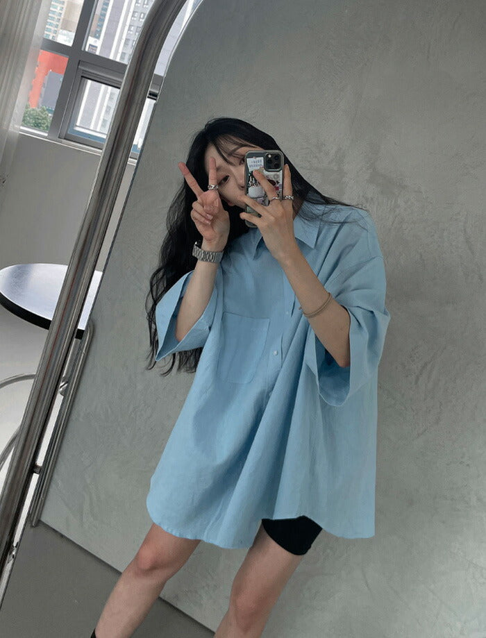 ASCLO(エジュクロ)ASCLO Overfit Linen Half Shirt (4color)