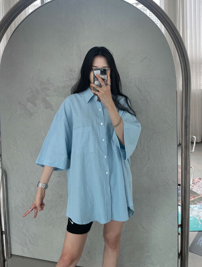 ASCLO(エジュクロ)ASCLO Overfit Linen Half Shirt (4color)
