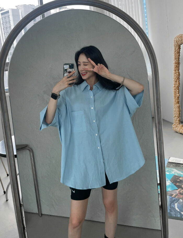ASCLO(エジュクロ)ASCLO Overfit Linen Half Shirt (4color)