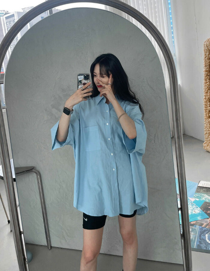 ASCLO(エジュクロ)ASCLO Overfit Linen Half Shirt (4color)