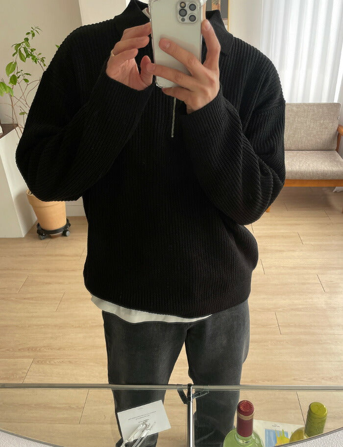 ASCLO(エジュクロ)Hachi Collar Half Zip Up Knit