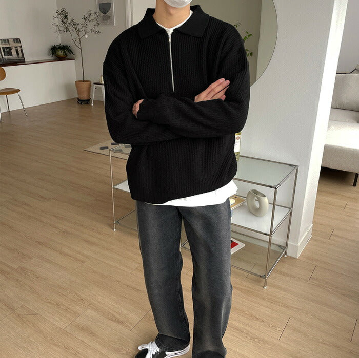 ASCLO(エジュクロ)Hachi Collar Half Zip Up Knit