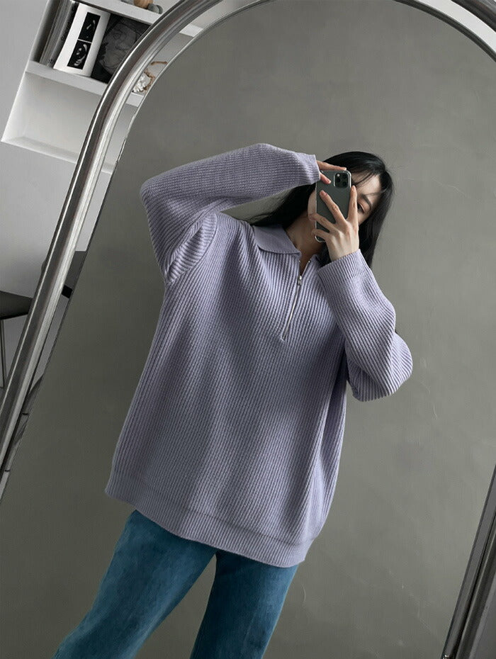 ASCLO(エジュクロ)Hachi Collar Half Zip Up Knit