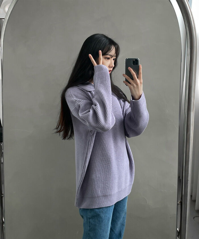 ASCLO(エジュクロ)Hachi Collar Half Zip Up Knit