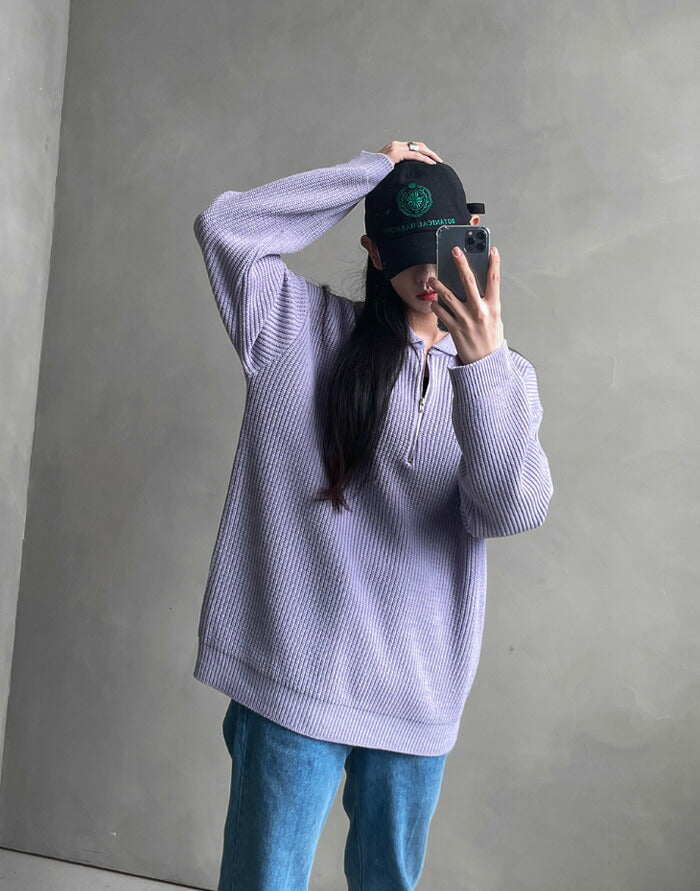 ASCLO(エジュクロ)Hachi Collar Half Zip Up Knit