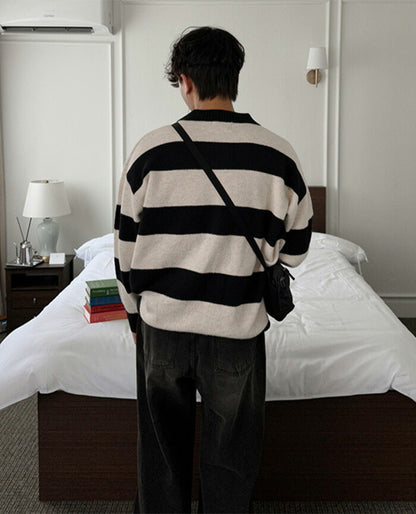ASCLO(エジュクロ)ASCLO Open Collar Border Knit