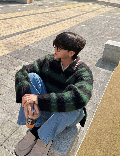 ASCLO(エジュクロ)3 TAP Mohair Border Rugby Knit