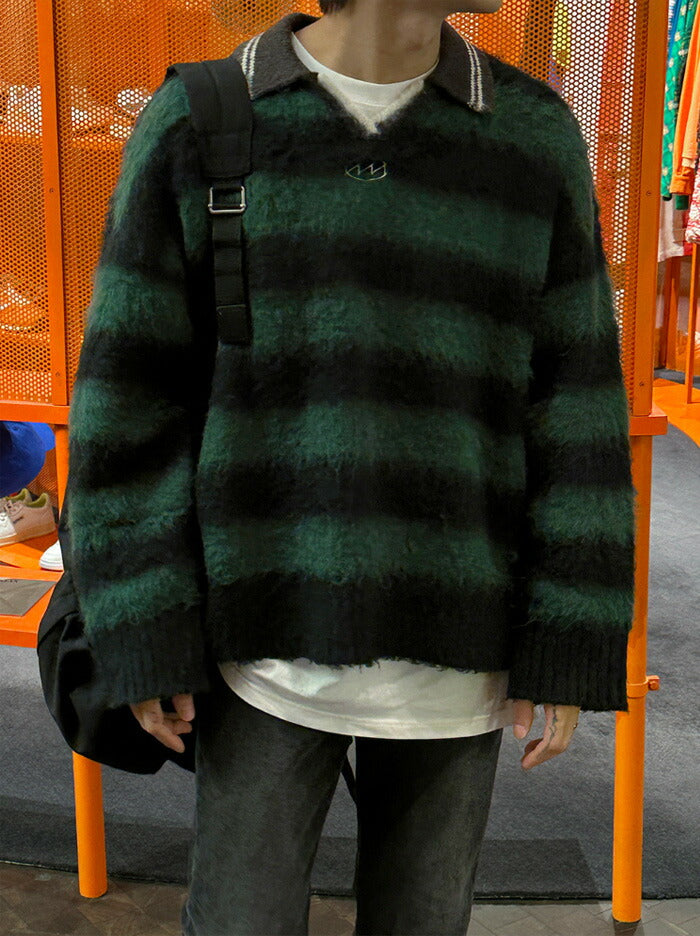 ASCLO(エジュクロ)3 TAP Mohair Border Rugby Knit