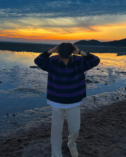ASCLO(エジュクロ)3 TAP Mohair Border Rugby Knit