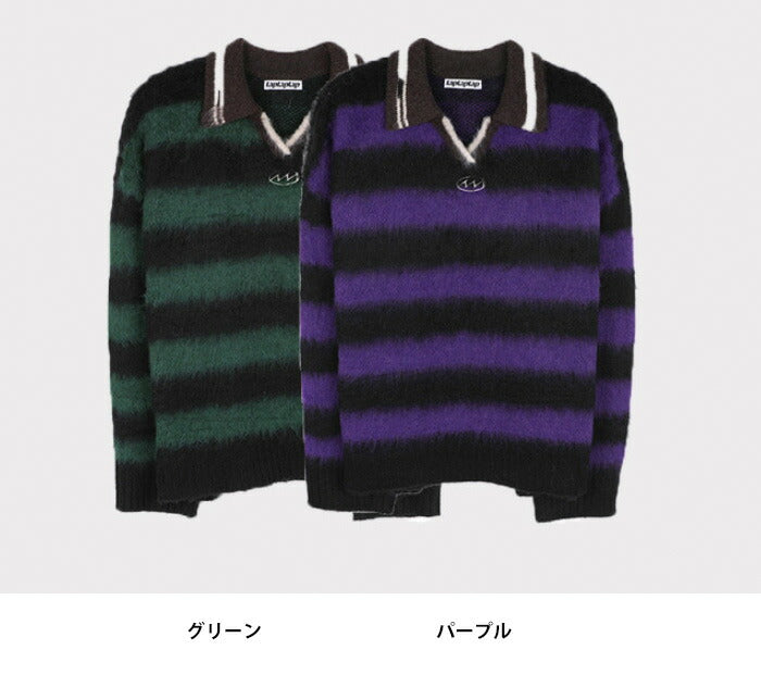 ASCLO(エジュクロ)3 TAP Mohair Border Rugby Knit