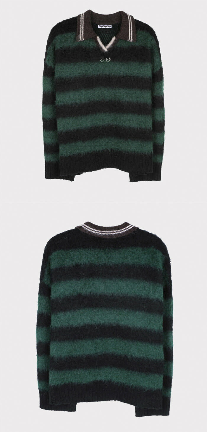 ASCLO(エジュクロ)3 TAP Mohair Border Rugby Knit