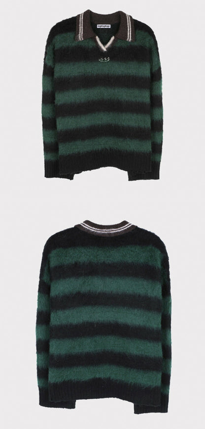 ASCLO(エジュクロ)3 TAP Mohair Border Rugby Knit