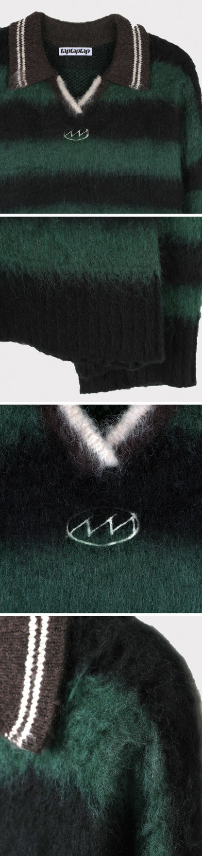 ASCLO(エジュクロ)3 TAP Mohair Border Rugby Knit