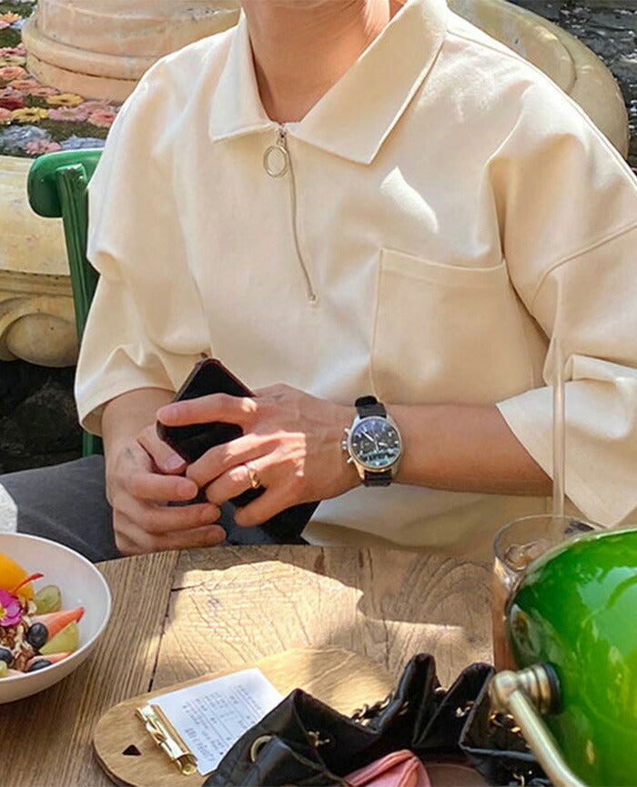 ASCLO(エジュクロ)ASCLO O Ring Zip Collar T Shirt