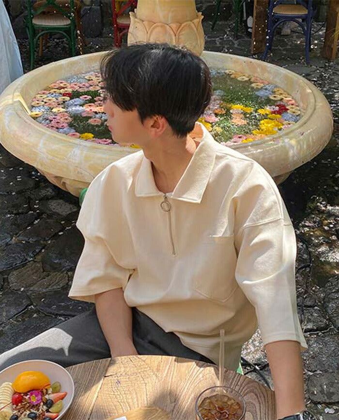 ASCLO(エジュクロ)ASCLO O Ring Zip Collar T Shirt
