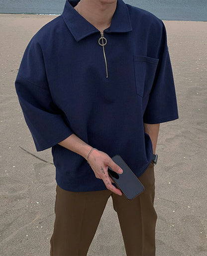 ASCLO(エジュクロ)ASCLO O Ring Zip Collar T Shirt