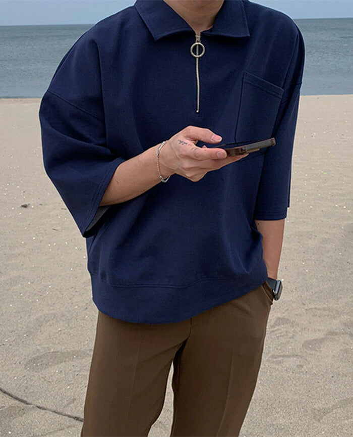ASCLO(エジュクロ)ASCLO O Ring Zip Collar T Shirt