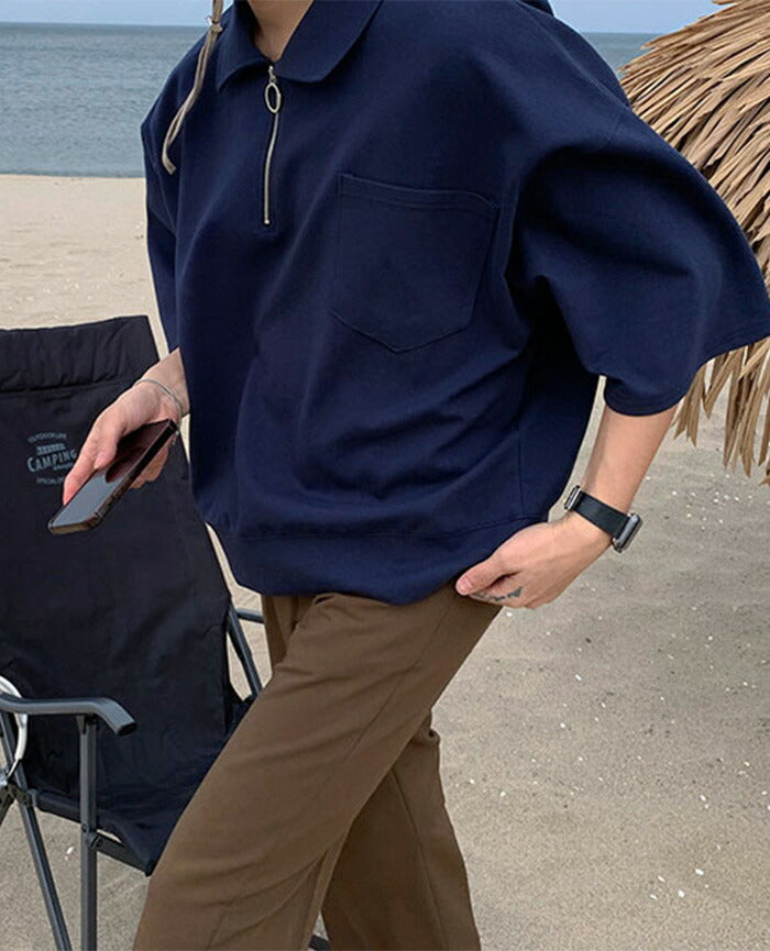 ASCLO(エジュクロ)ASCLO O Ring Zip Collar T Shirt