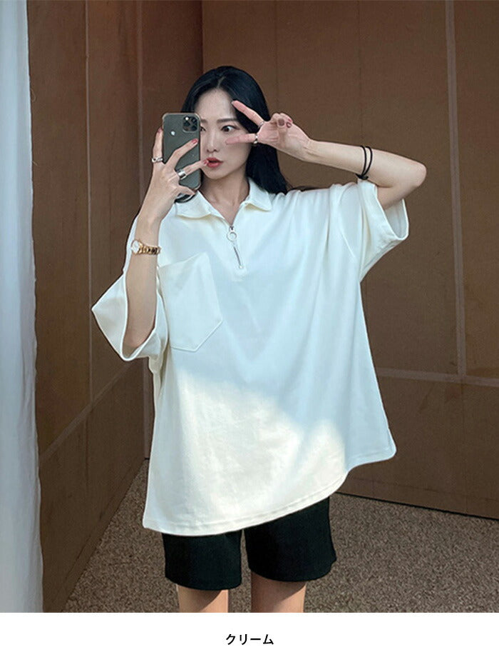 ASCLO(エジュクロ)ASCLO O Ring Zip Collar T Shirt