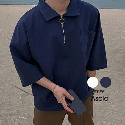 ASCLO(エジュクロ)ASCLO O Ring Zip Collar T Shirt