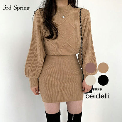 Beidelli(ベイデリ)ハイネックニット+ミニスカート