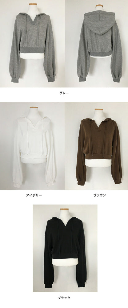 Beidelli(ベイデリ)Vネッククロップフーディ