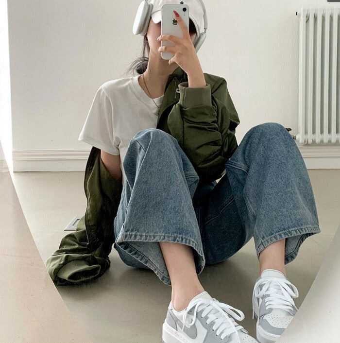 Beidelli(ベイデリ)shirring cropped aviation jumper