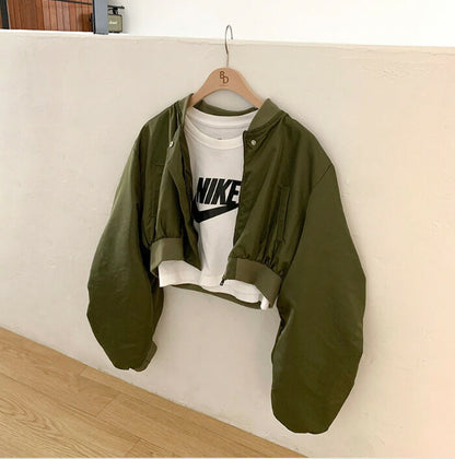 Beidelli(ベイデリ)shirring cropped aviation jumper