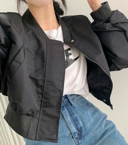 Beidelli(ベイデリ)shirring cropped aviation jumper