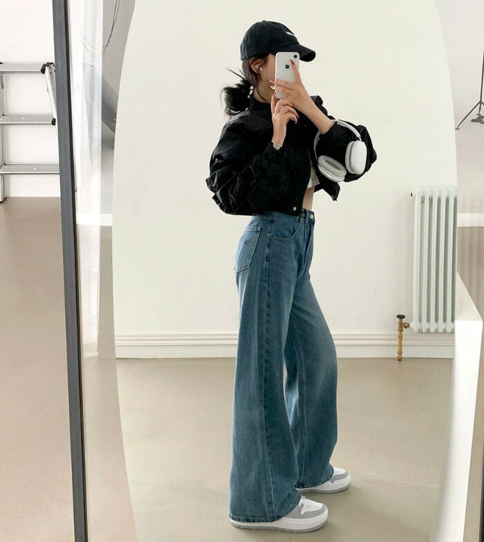 Beidelli(ベイデリ)shirring cropped aviation jumper