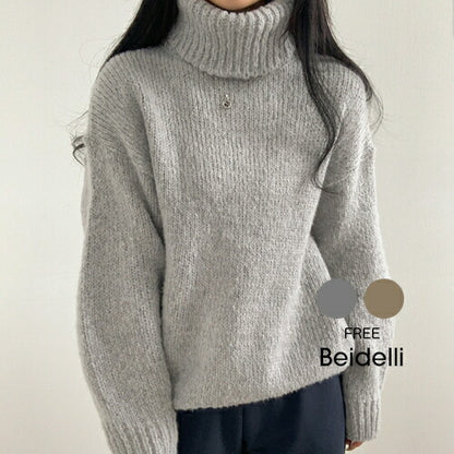 Beidelli(ベイデリ)ルーズフィットリブタートルネックニット
