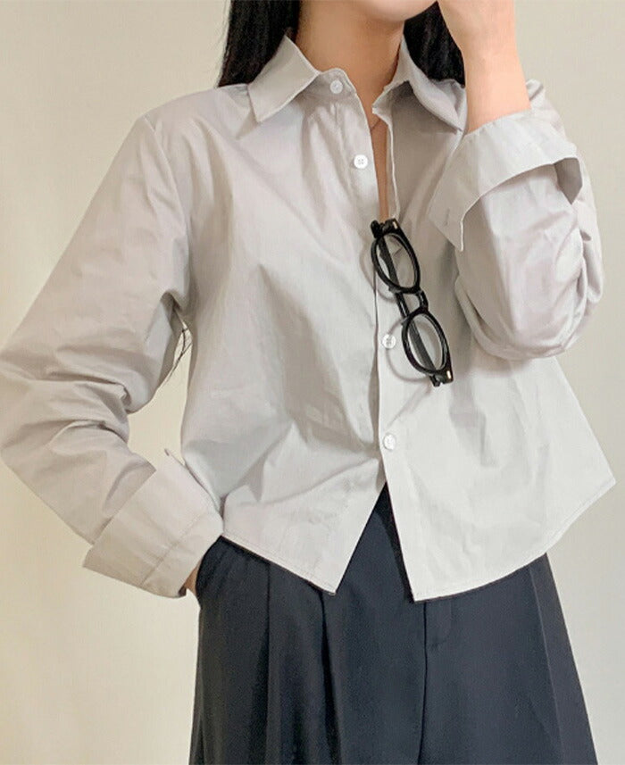 Beidelli(ベイデリ)コットンスムージーセミクロップシャツ