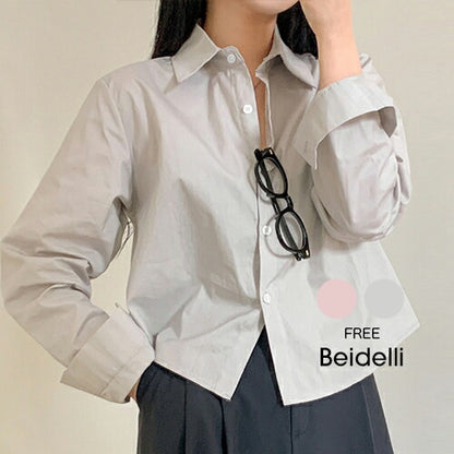 Beidelli(ベイデリ)コットンスムージーセミクロップシャツ