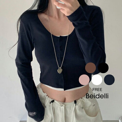 Beidelli(ベイデリ)メルティングUネッククロップドカーディガン