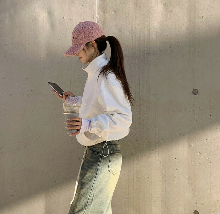 Beidelli(ベイデリ)[BELLIDE MADE] ベーシックフリースクロップドジップアップ