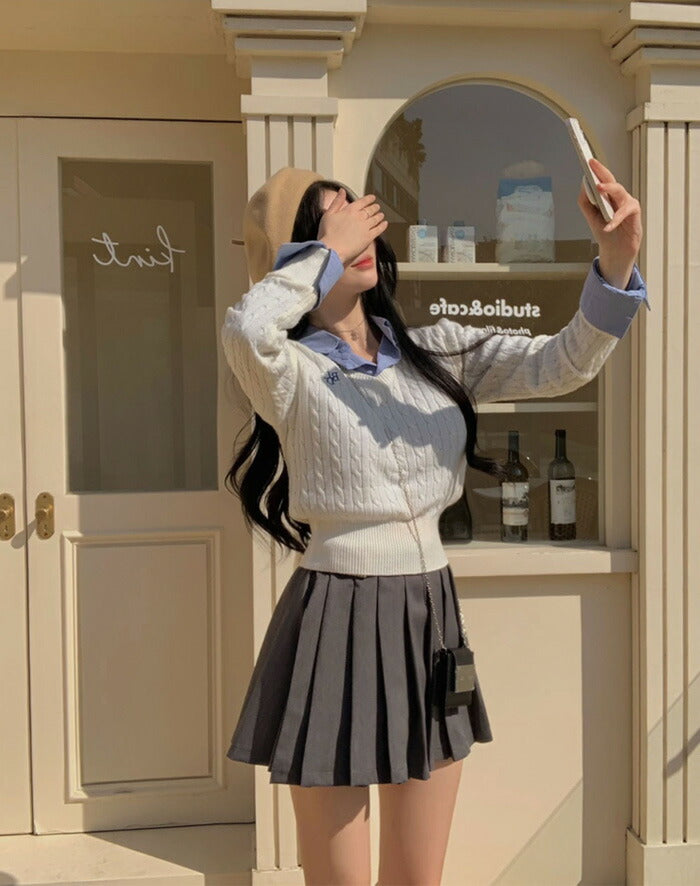 Beidelli(ベイデリ) ケーブルVネック長袖ニット