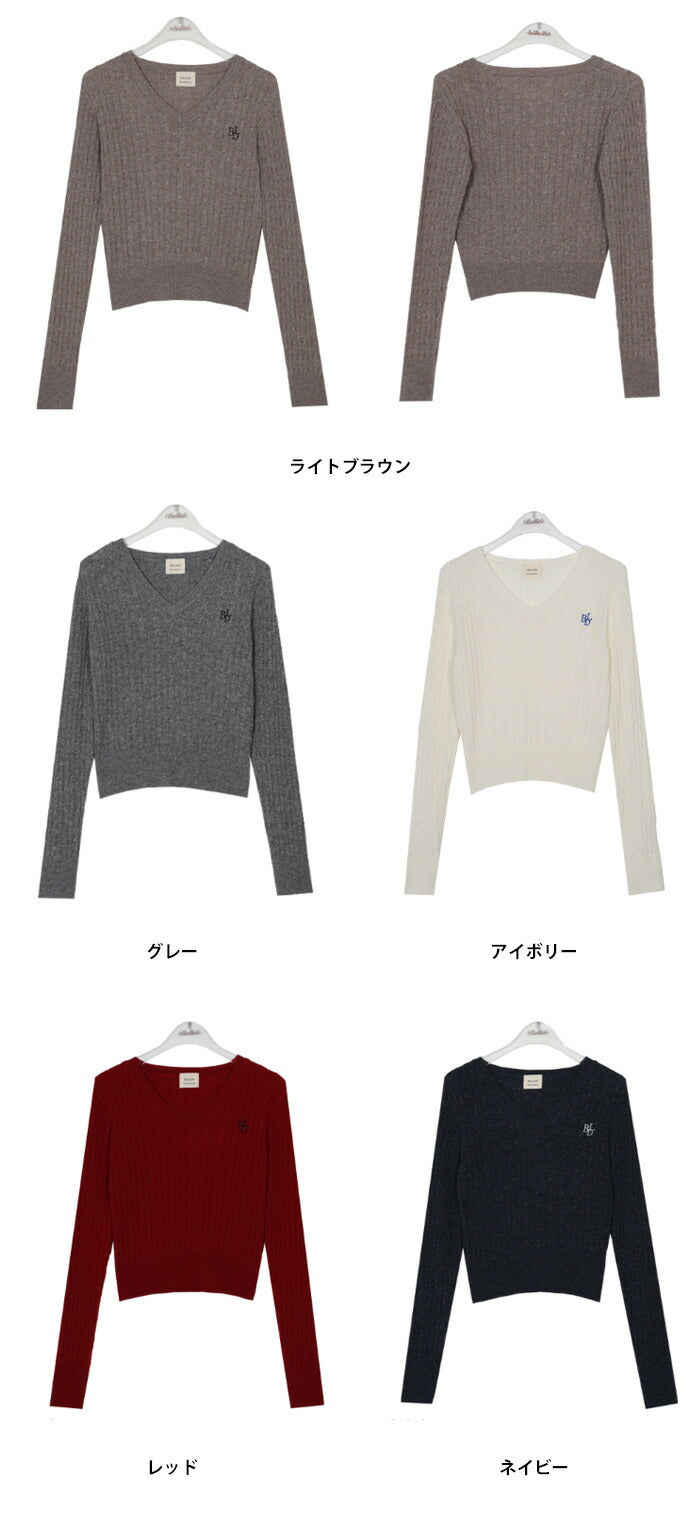Beidelli(ベイデリ) ケーブルVネック長袖ニット