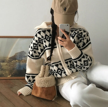 Beidelli(ベイデリ)ジャガードノルディックニットジップアップ