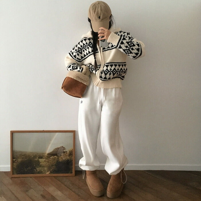 Beidelli(ベイデリ)ジャガードノルディックニットジップアップ