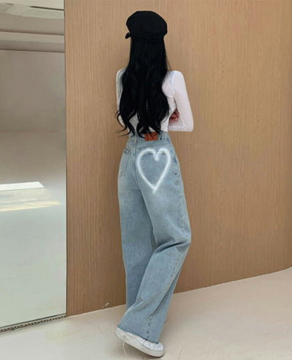 Beidelli(ベイデリ)ビックハートハイウエストワイドデニムパンツ