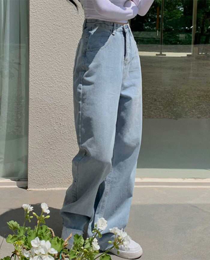 Beidelli(ベイデリ)ビックハートハイウエストワイドデニムパンツ