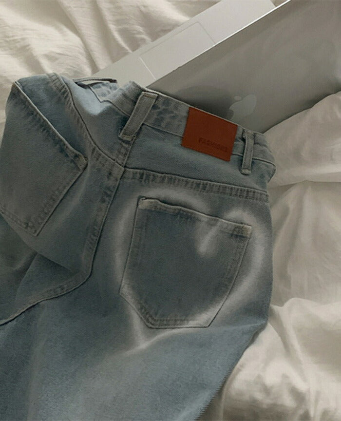 Beidelli(ベイデリ)ビックハートハイウエストワイドデニムパンツ